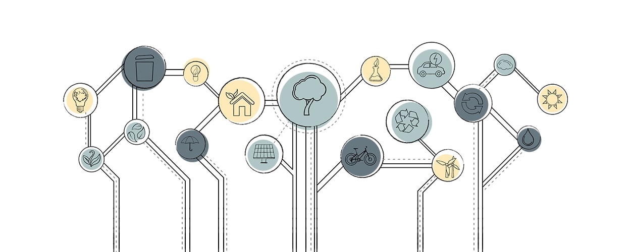 graphic of connected molecules